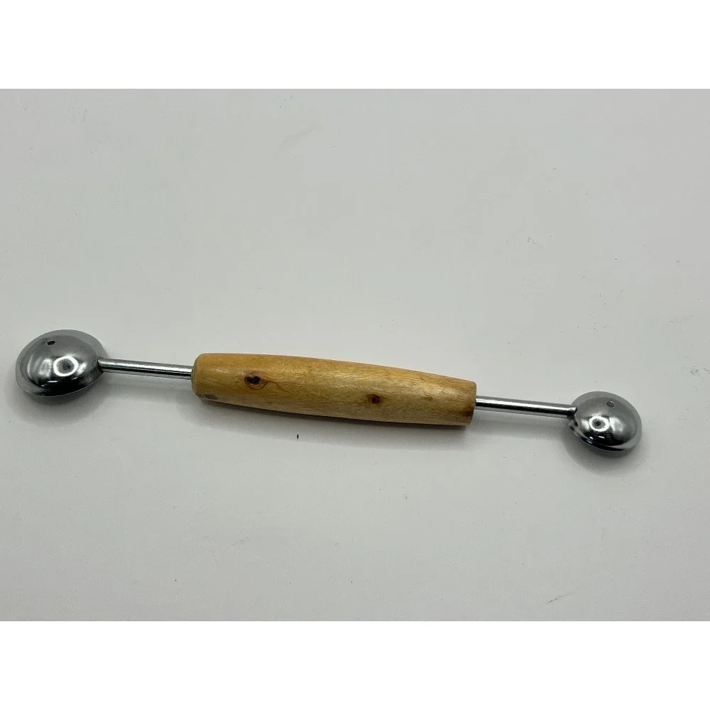 Vintage Double Ended Melon Baller‎ Fruit Vegetable Scoop Tool with Wood Handle